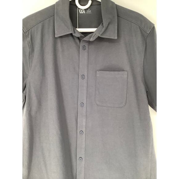 VRST Men's Medium Graphic Charcoal Refined Knit Button Down Shirt Preppy I12-12 - Picture 3 of 10